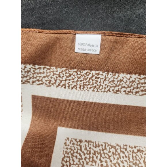 Scarf Brown & Beige Animal Wildlife Print Luxury Large 35" Square Accessory - Picture 11 of 15